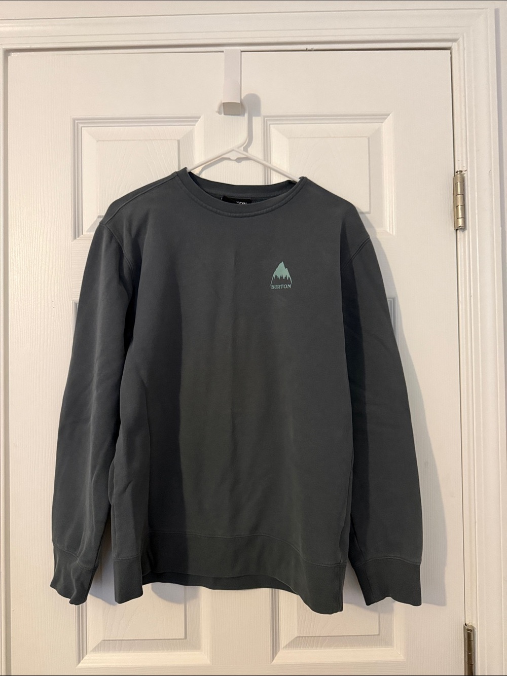 Burton Men's Crewneck Sweatshirt - Charcoal with Mint Logo
